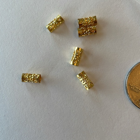 2/$10  GOLD PLATED FILIGREE TUBE BEADS - Picture 3 of 3